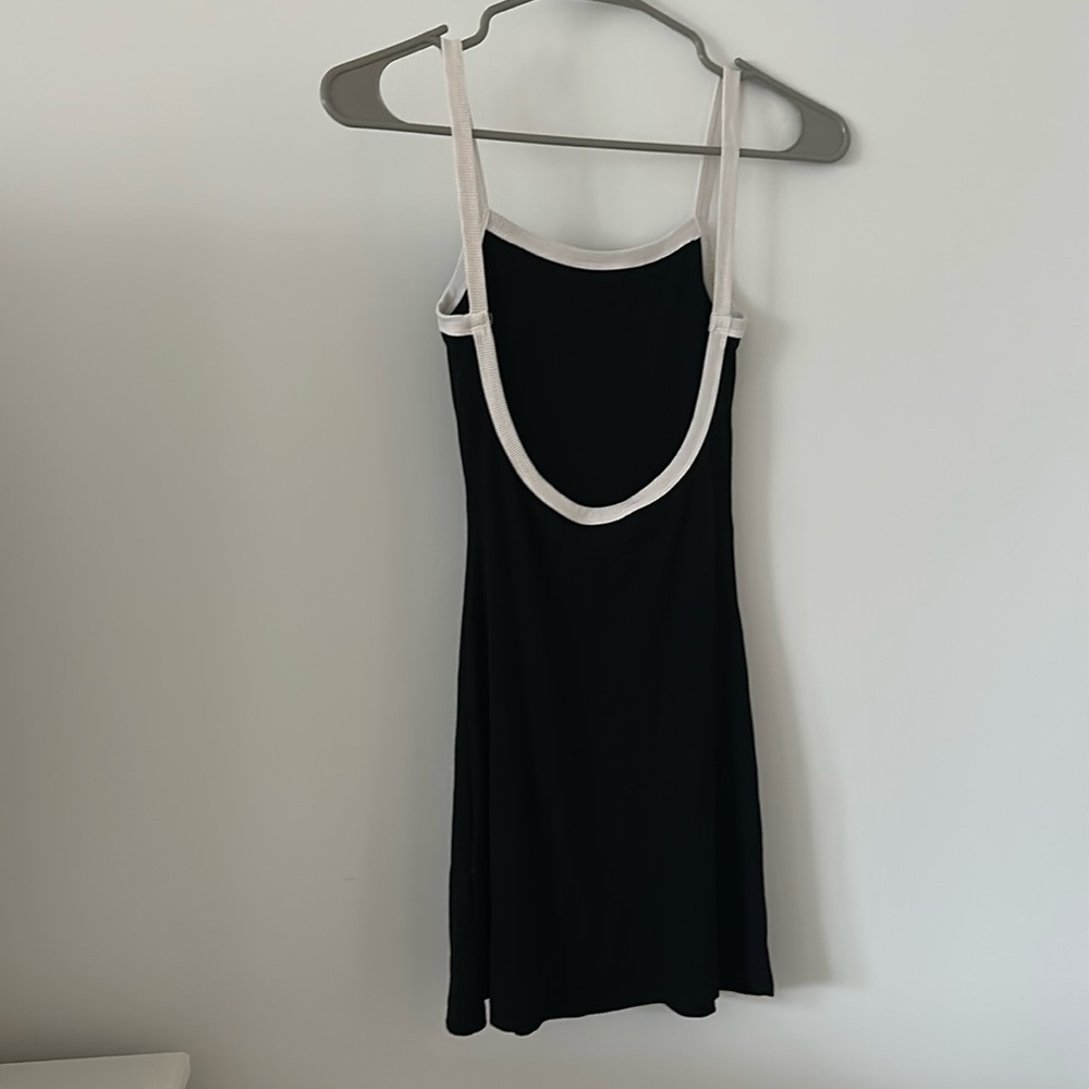 Black and White Open Back Ribbed Dress